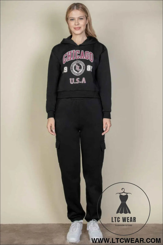 Graphic Drop Shoulder Pull Over Hoodie