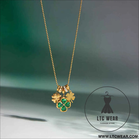 Green Clover Stainless Steel Necklace Collection