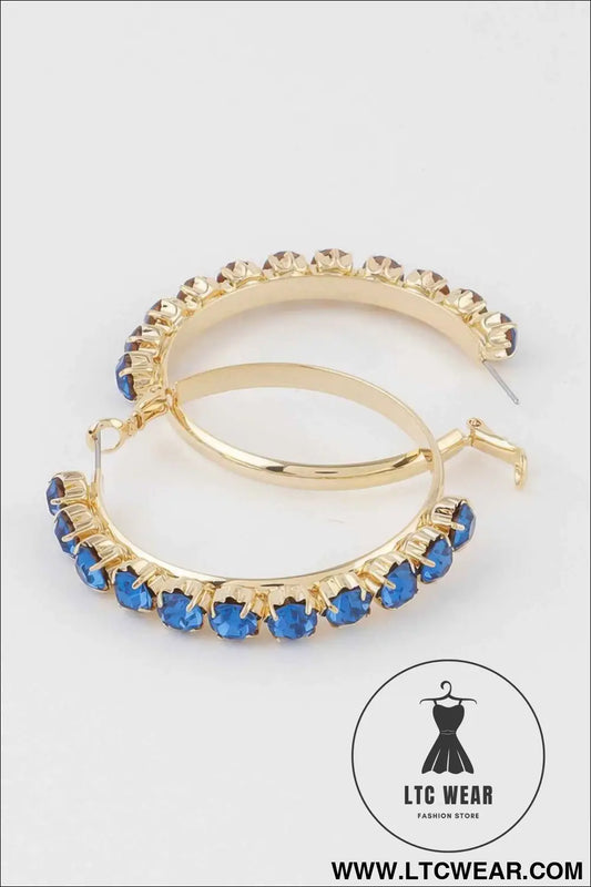 Half Jeweled Hoop Earrings