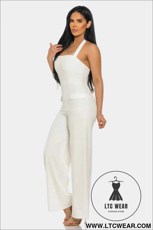 Halter Neck Jumpsuit Whit Back Zipper