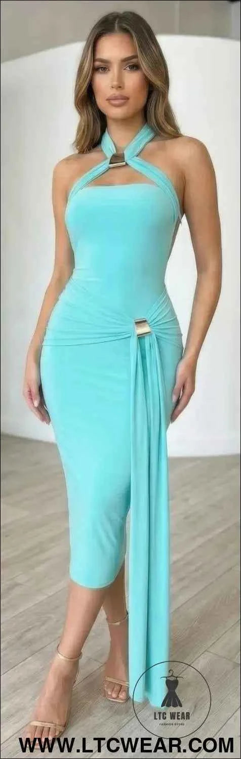 Halter-style Bodycon Midi Dress