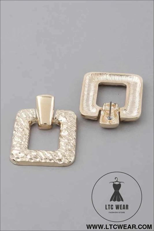 Hammered Frame Cut Earrings
