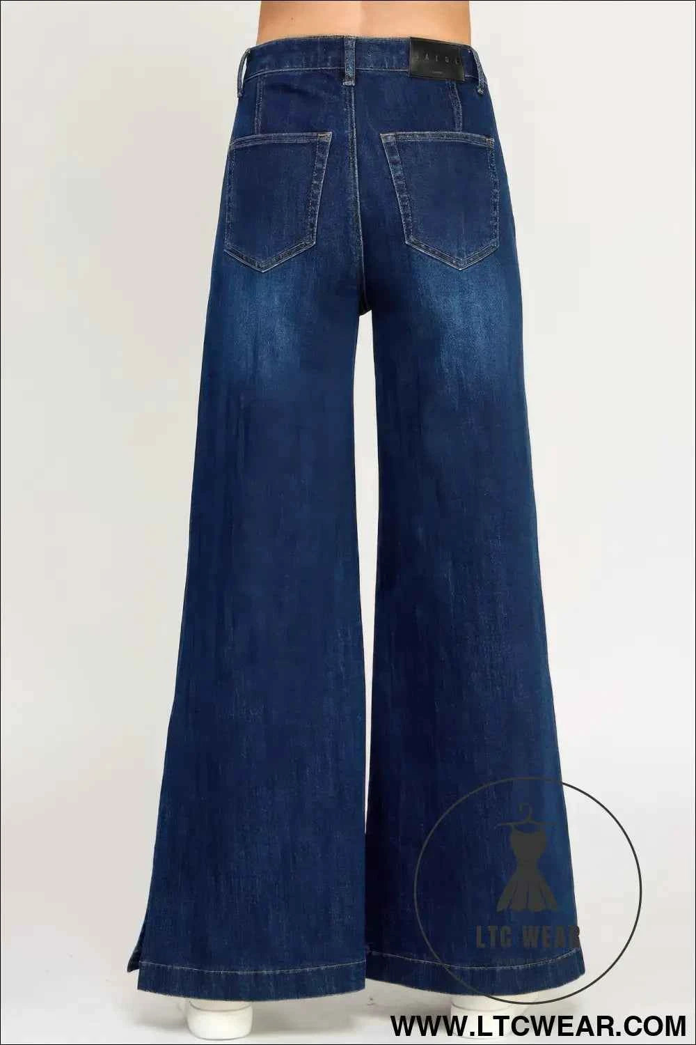 High Rise Wide Leg With Button Slit