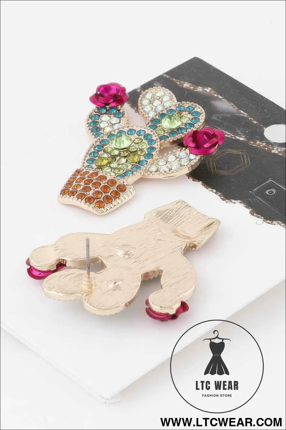Jeweled Cactus Stud Earrings