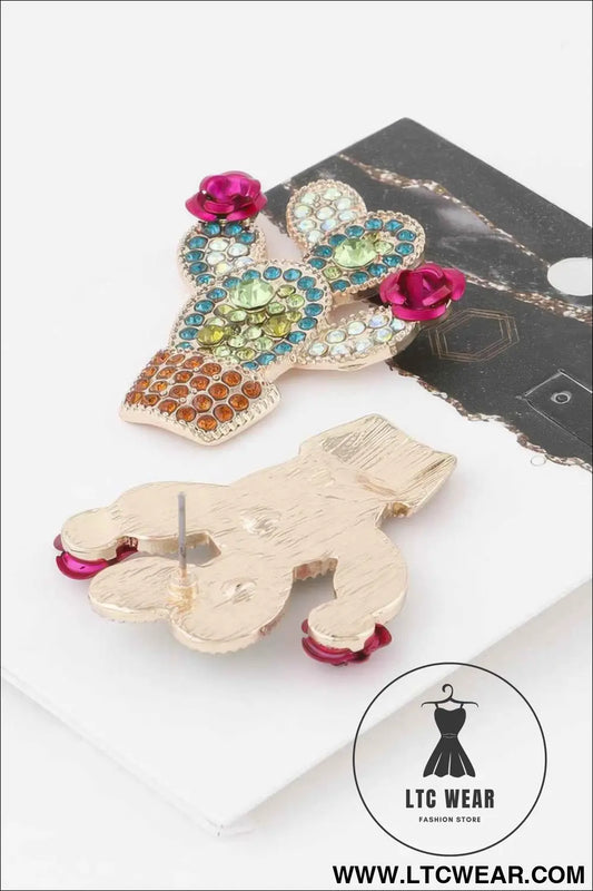 Jeweled Cactus Stud Earrings