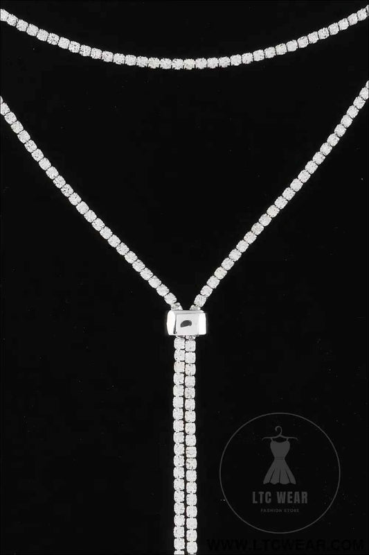 Jeweled Rhinestone Choker Drop Necklace