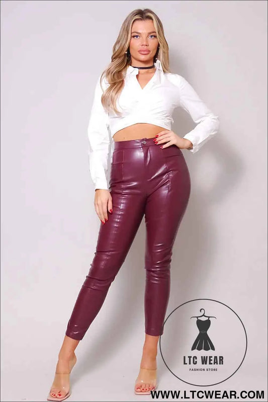 Long Sleeve Crossed Front Back Tie Button Down Cropped Shirt