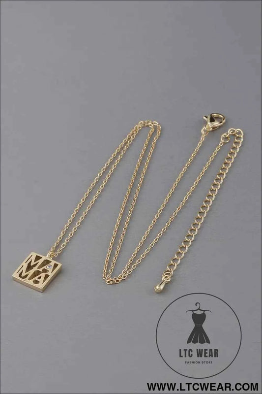 Mama Script Box Necklace