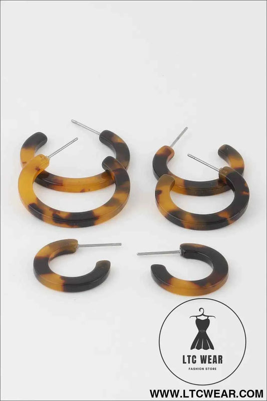 Marble Hoop Earrings Set