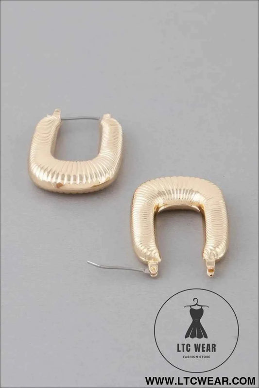 Metal Medium Textured Hoop Earring