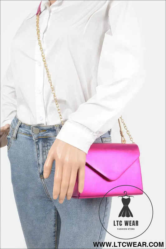Metallic Metal Handle Crossbody Bag