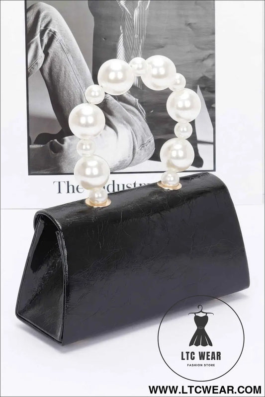 Metallic Pearl Handle Flap Bag