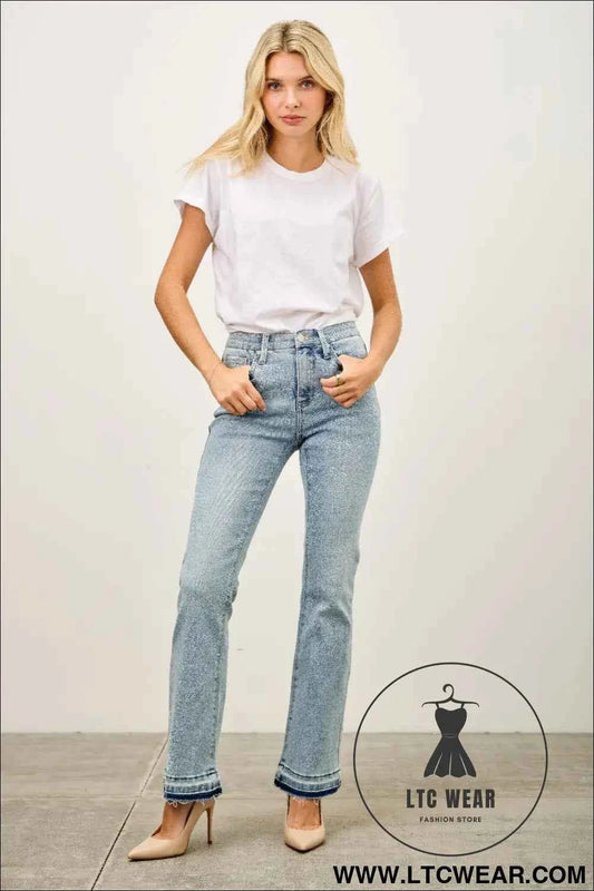Mid Rise Flare With Released Hem