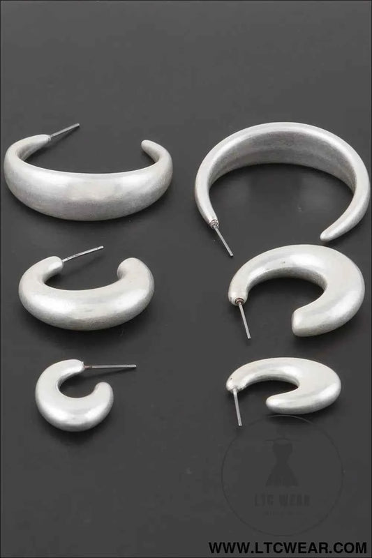 Minimal Open Hoop Earrings Set