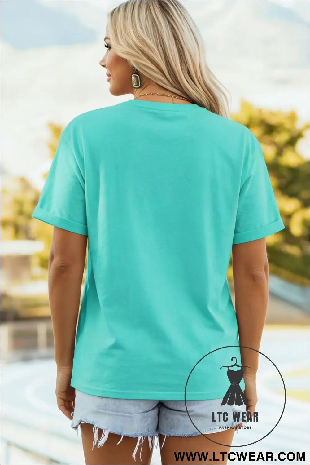 Mint green beach bum slogan round neck summer vacation tee - graphic tees