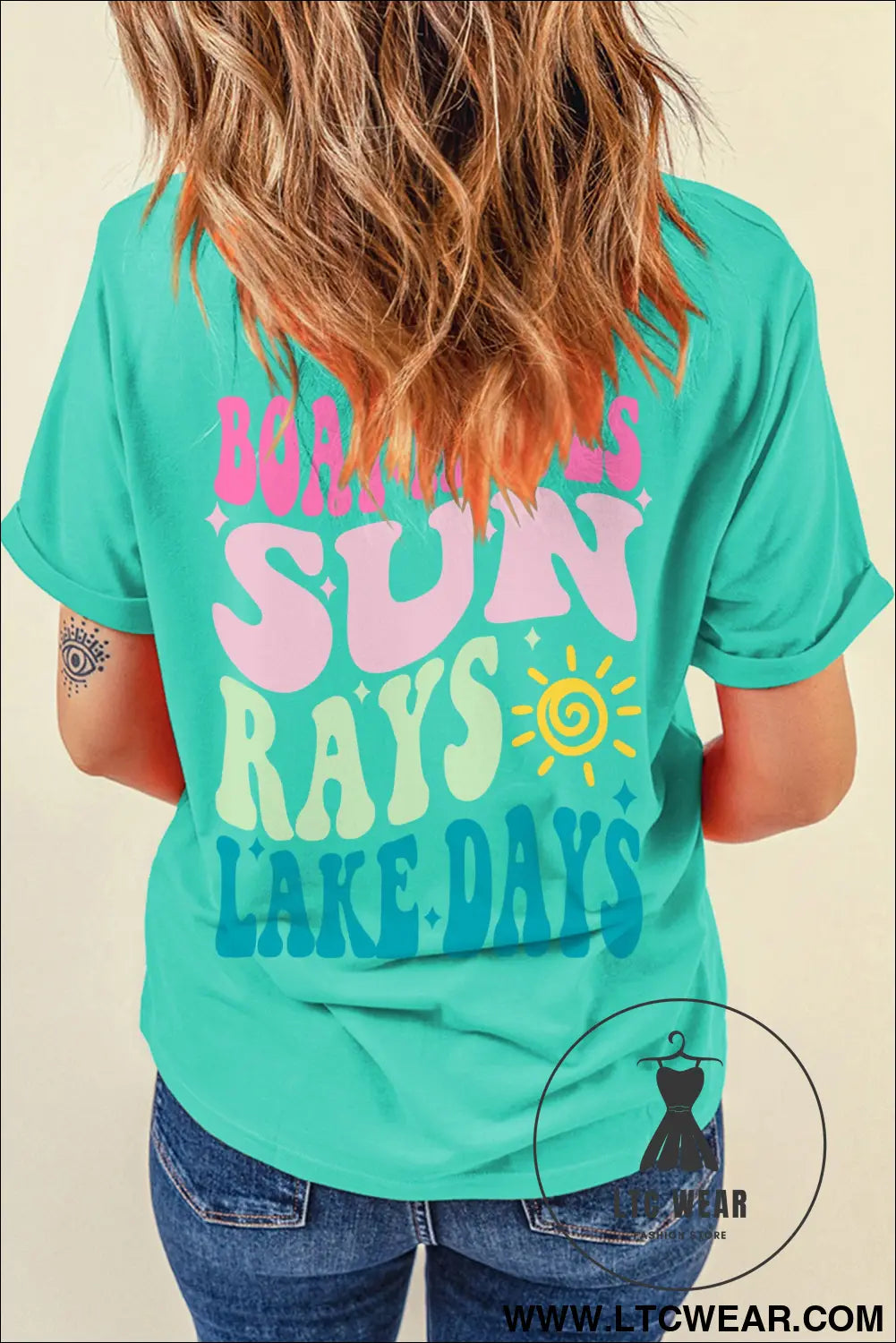 Mint green lake days double side printed vacation t shirt - graphic tees
