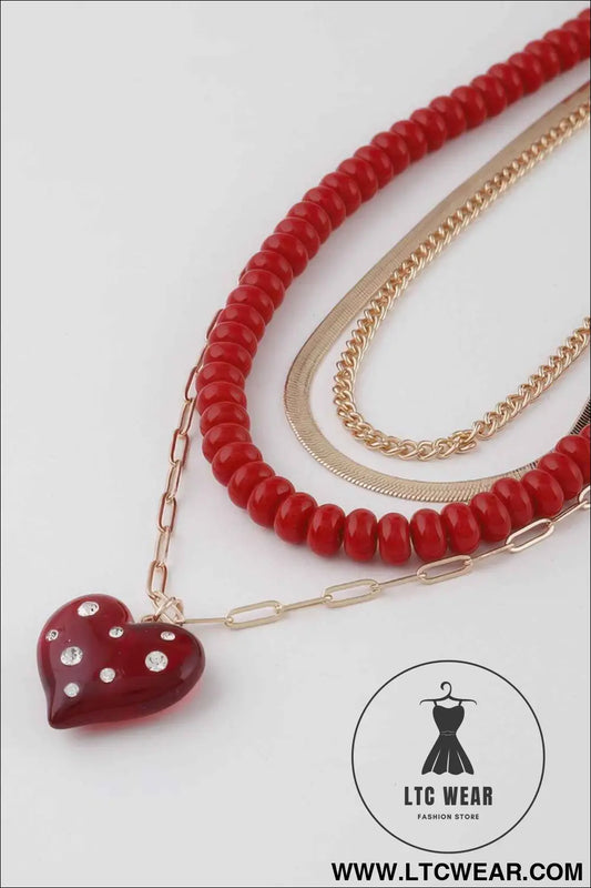 Multi Jeweled Heart Necklace