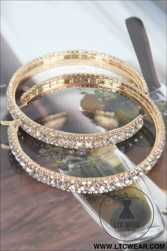 Multi Rhinestone 80mm Hoop Earrings