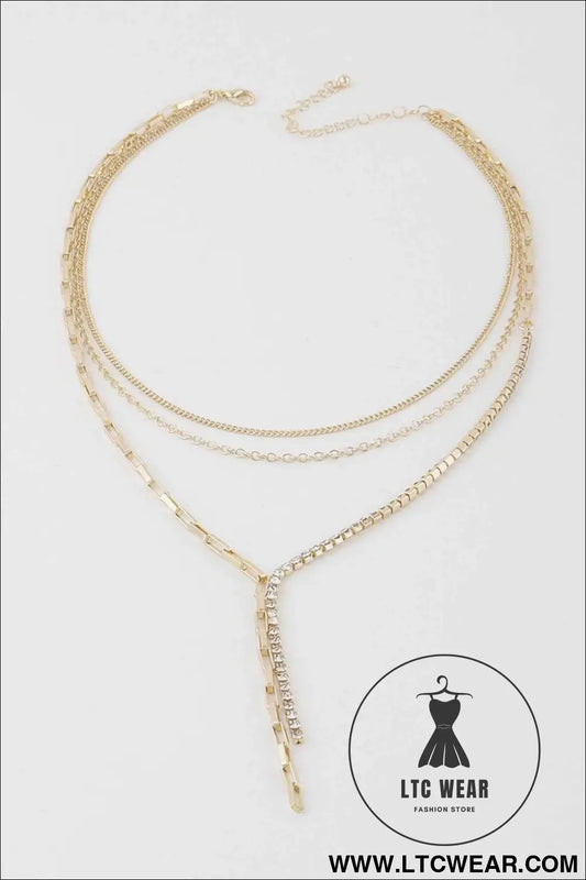 Multi Rhinestone Chain Necklace