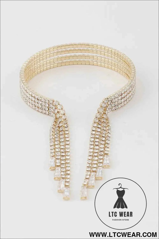 Multi Rhinestone Drop Cuff Bracelet