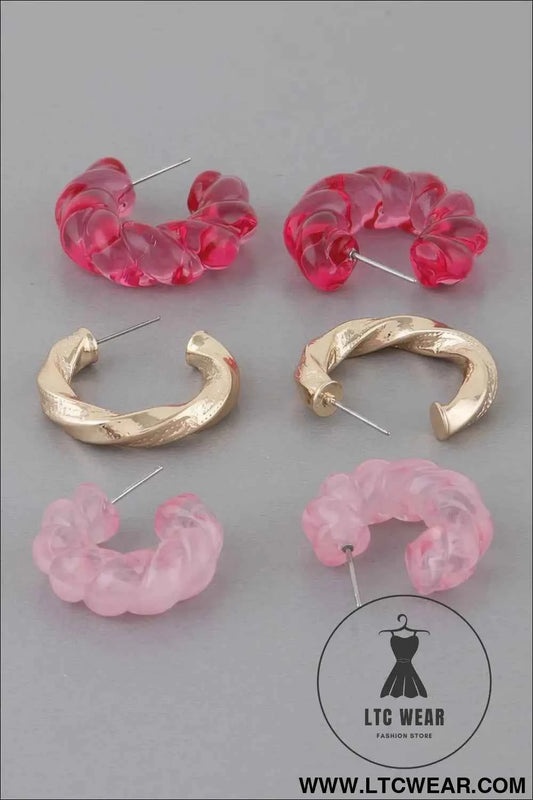 Multi Twisted Hoop Earrings Set