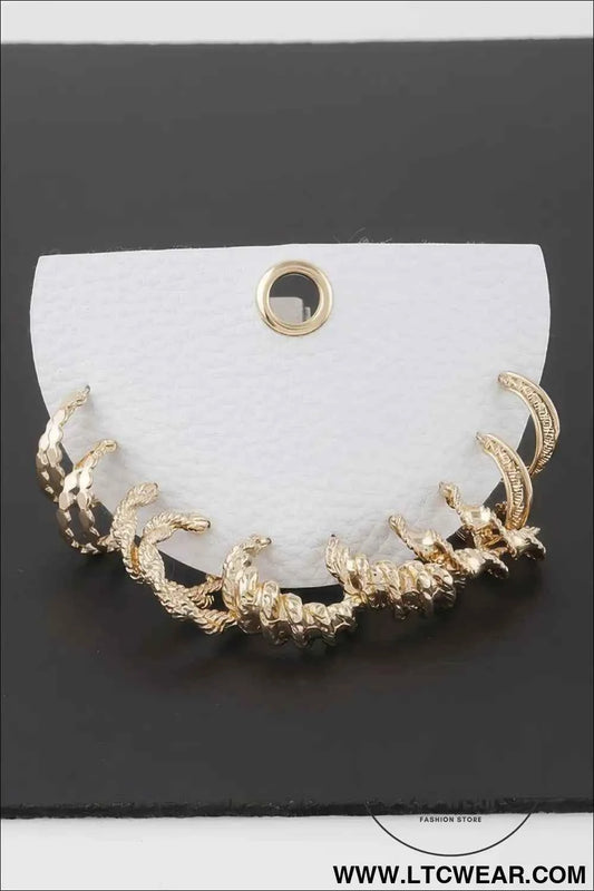 Multi Twisted Hoop Earrings Set