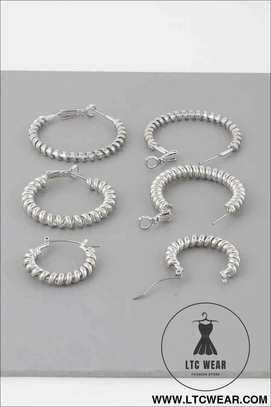 Multi Wrapped Hoop Earrings Set