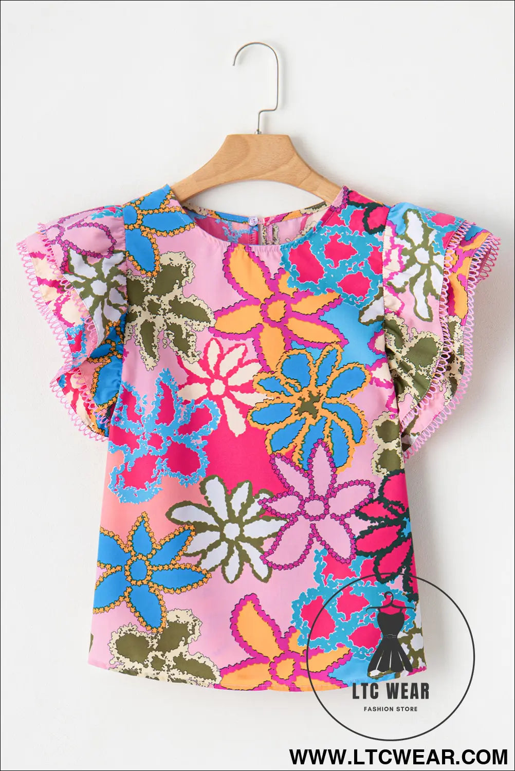 Multicolor Floral Print Boho Top Tiered Ruffle Sleeve Blouse - L.T.C Wear Online Fashion Store