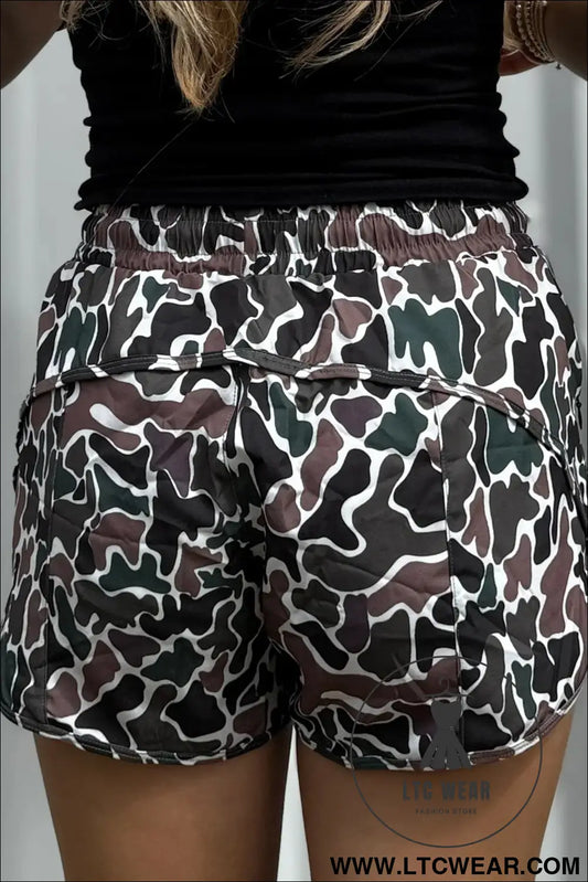 Multicolour camouflage print athletic lined shorts - casual shorts