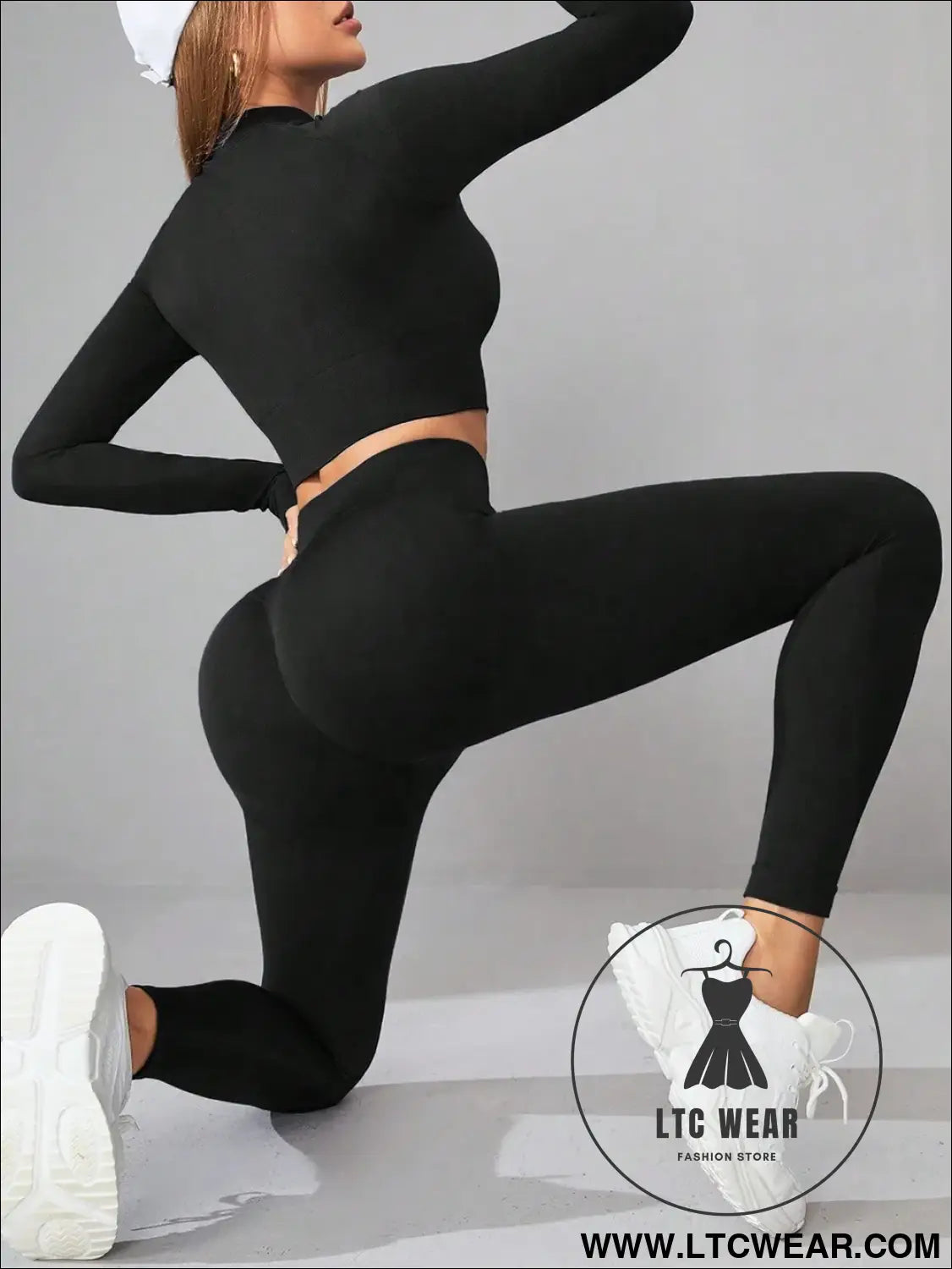 Neck Long Sleeve Top and Leggings Active Set - L.T.C Wear Online Fashion Store