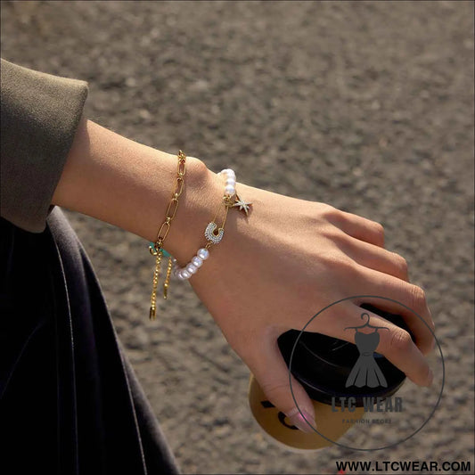Pearl Star Stainless Steel Bracelet Collection