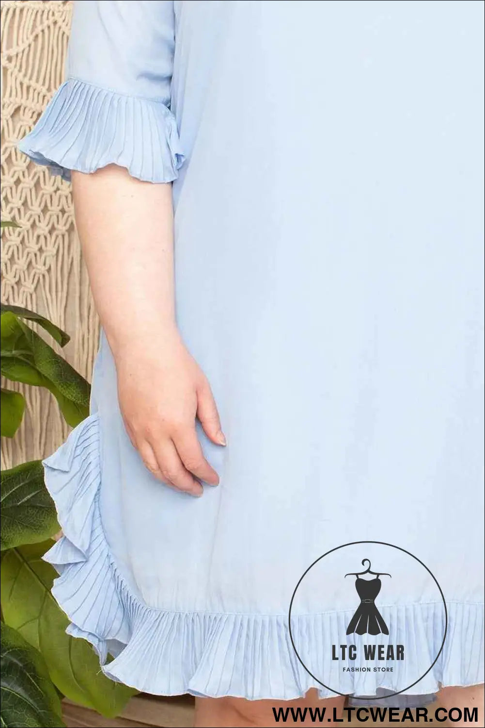 Pleated Ruffle Detailed Mini Dress
