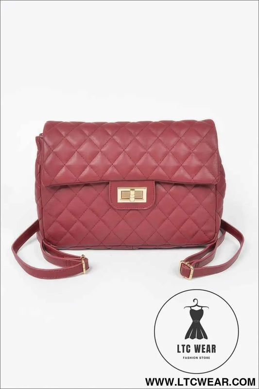 Quilted Faux Leather Backpack with Flap Closure