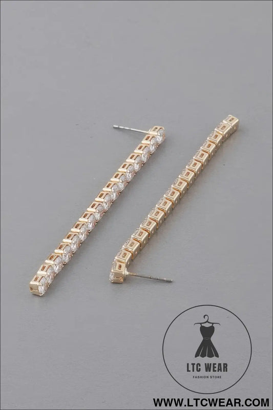 Rhinestone Bar Drop Earrings