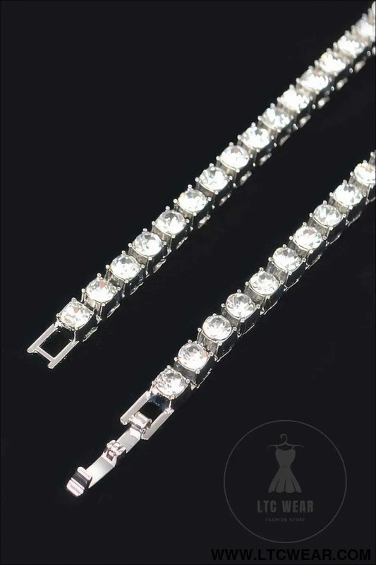Rhinestone Chain Layered Necklace 45cm