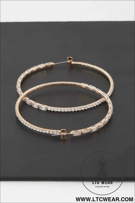 Rhinestone Crystal Hoop Earrings