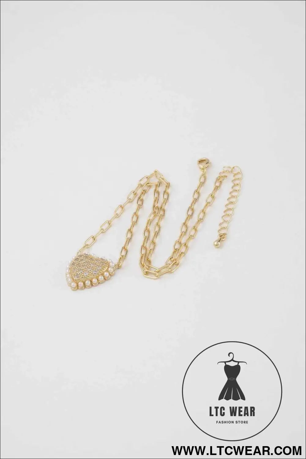 Rhinestone Heart Chain Necklace