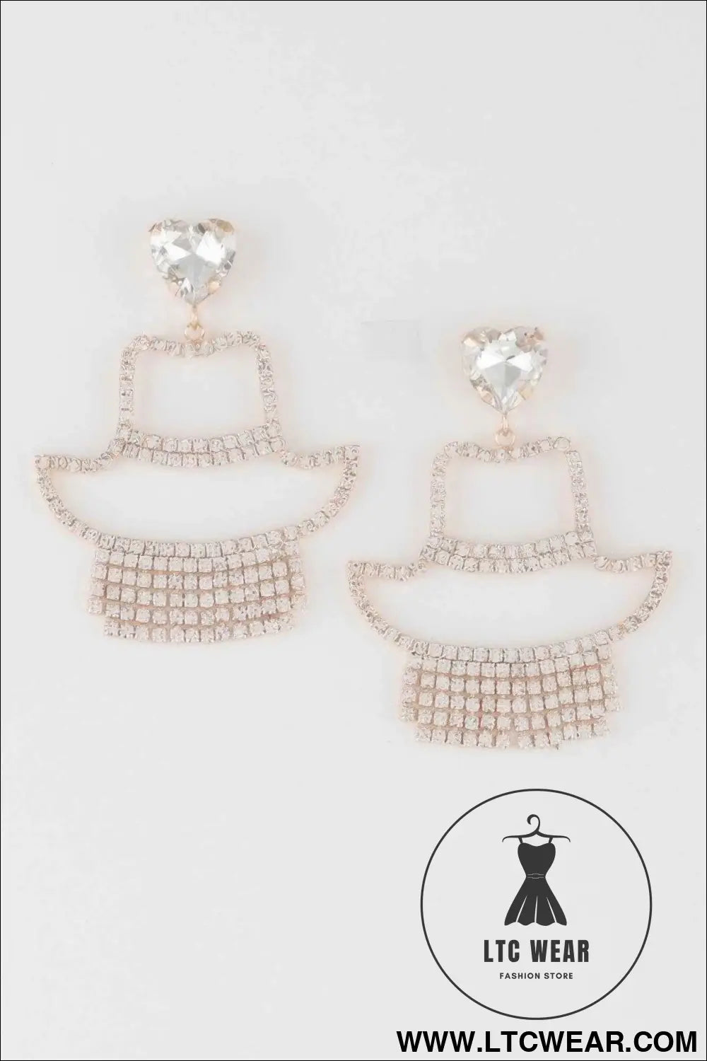 Rhinestone Heart Girl Earrings