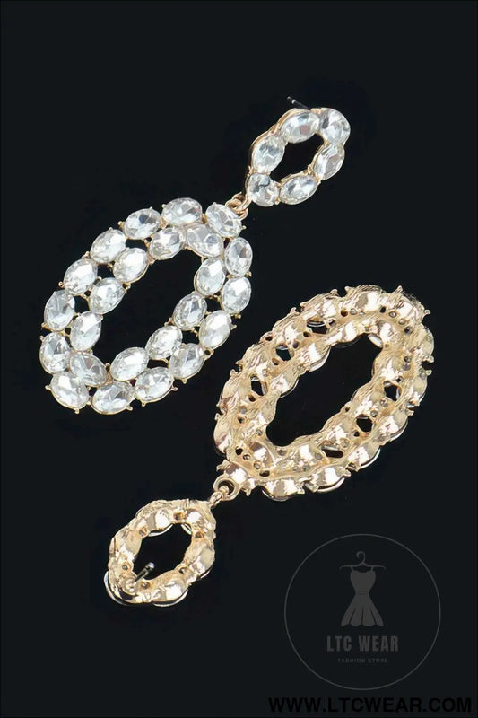 Rhinestone Oval Daggle Earring