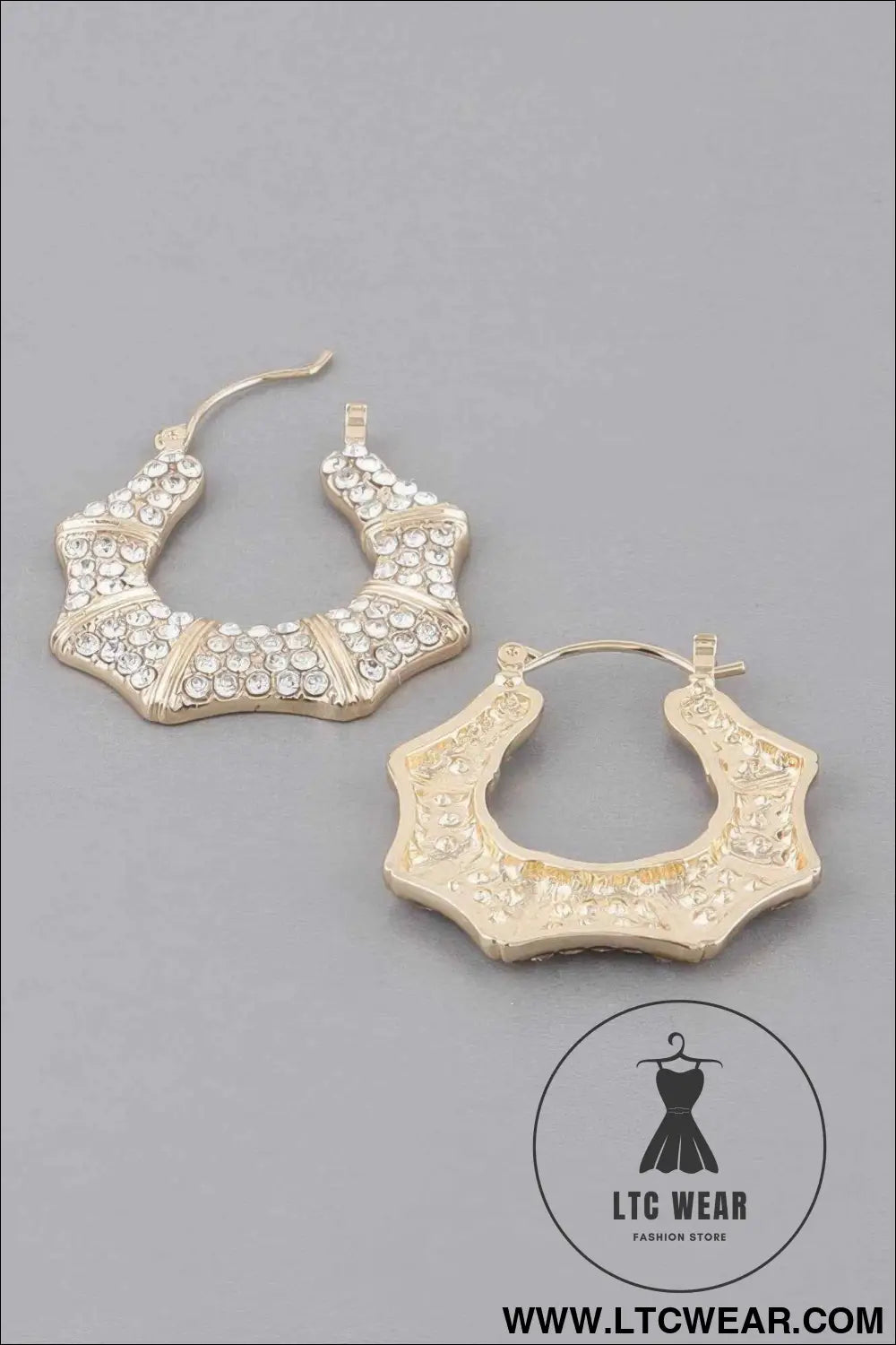 Rhinestone Shoehorn Hoop Earrings