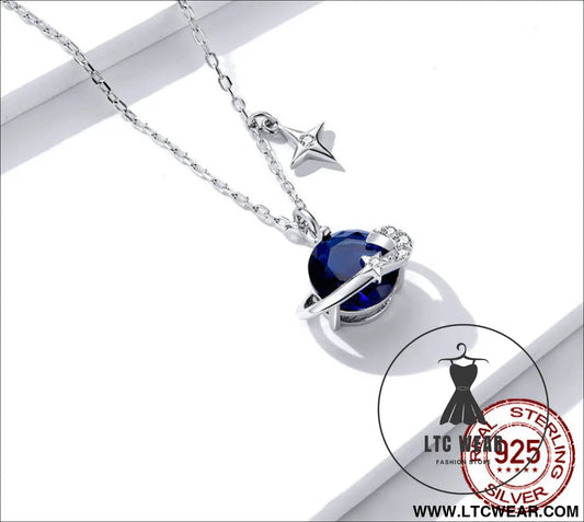 S925 sterling silver starry sky pendant necklace - bsn166 / sterling silver 925