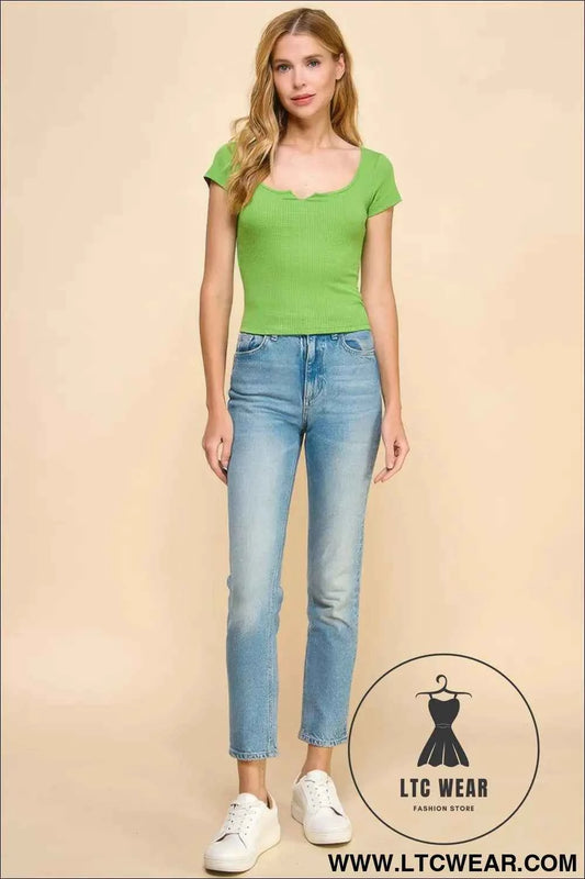 Scoop Neck W/mini Notch W/o Seaming Rib Tee