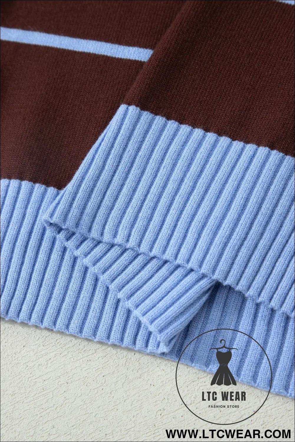 Sky blue stripe striped short sleeve round neck casual knit top - sweater vests