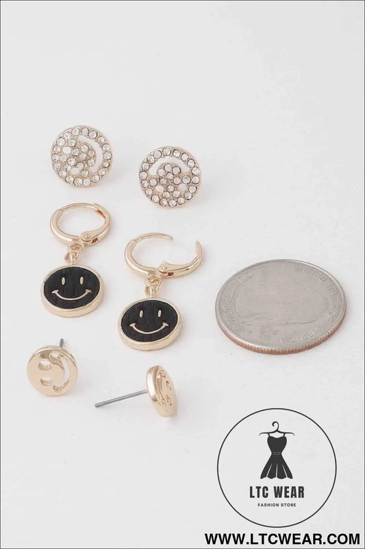 Smiley Face Earrings Set