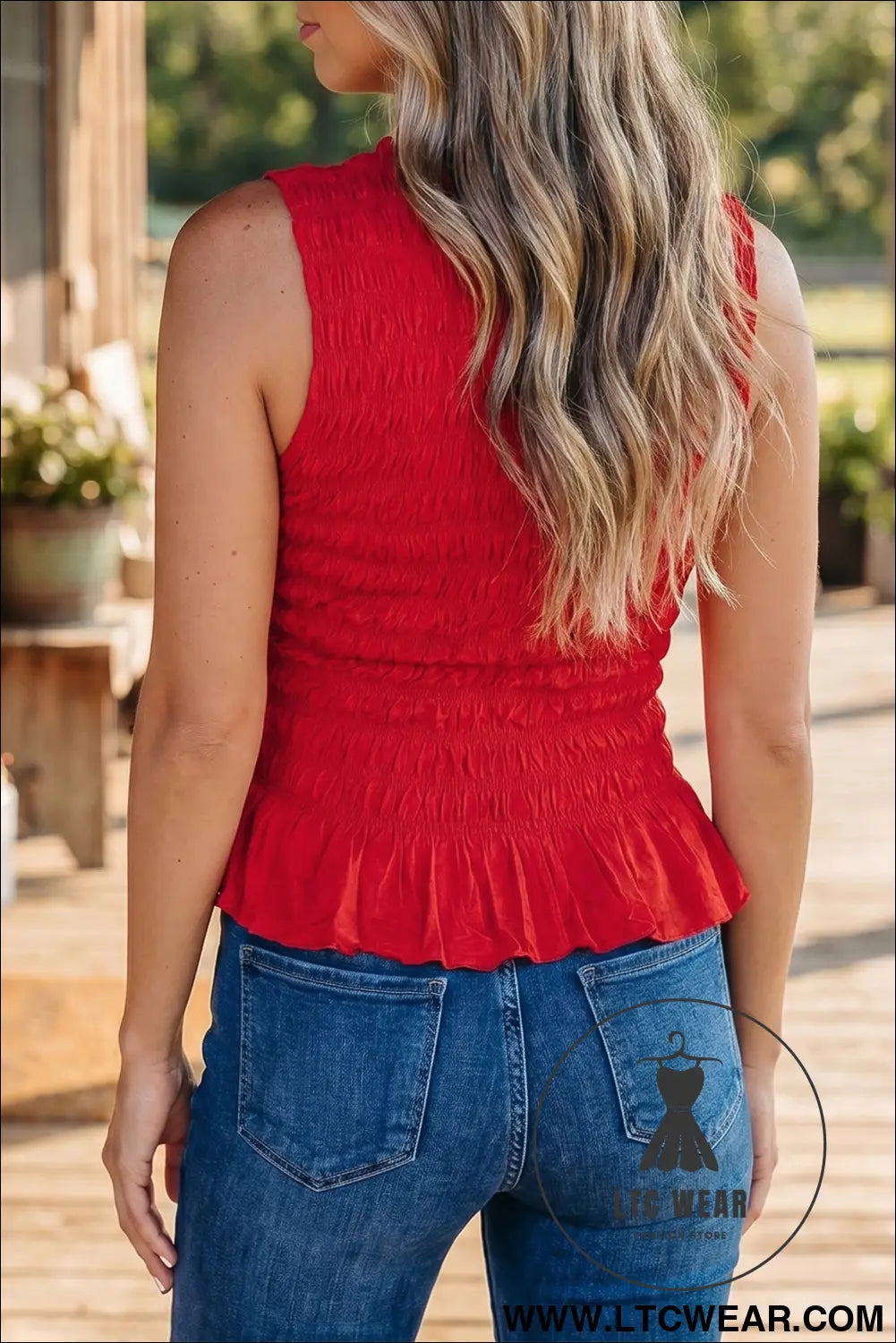Smoke Gray Shirred Slim Fit Ruffle Hem Tank Top - L.T.C Wear Online Fashion Store