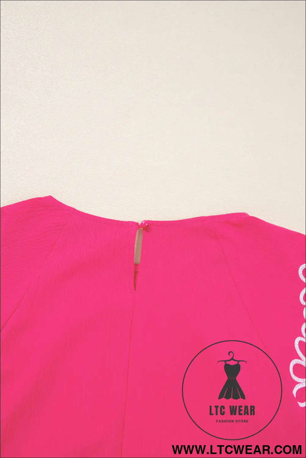Strawberry Pink Floral Embroidered Flutter Sleeve Pleated Plus Size Blouse - L.T.C Wear Online Fashion Store