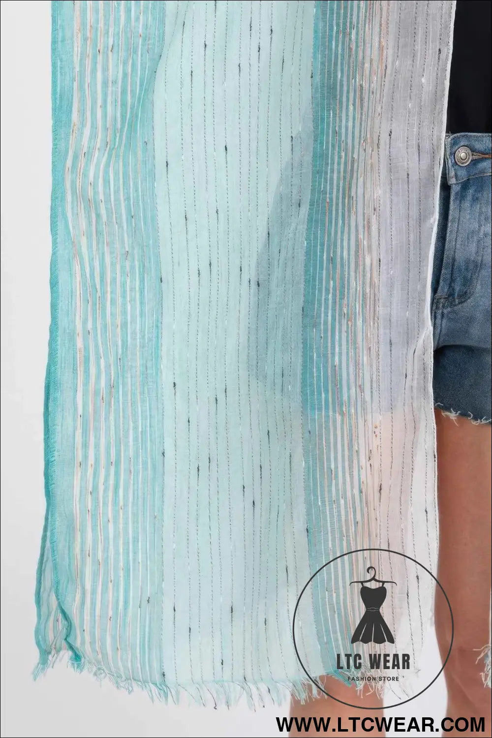 Striped Two Tone Cover Up Kimono