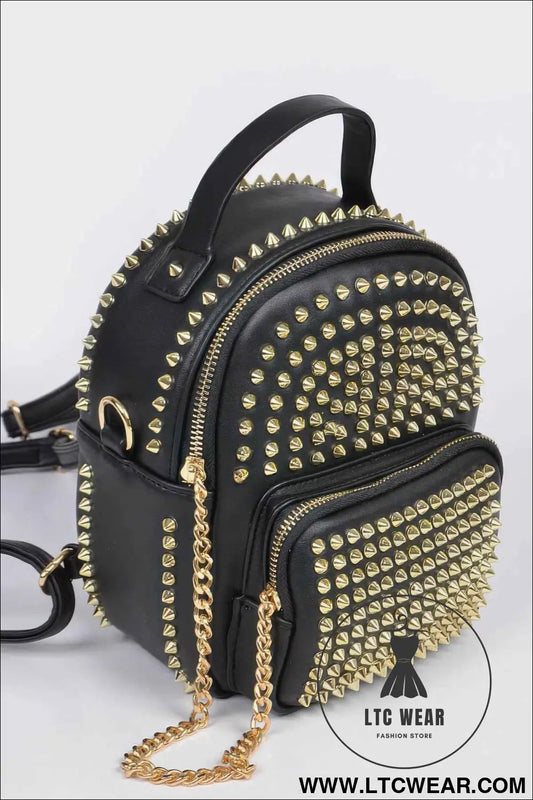 Studded Backpack With Chain Zippier