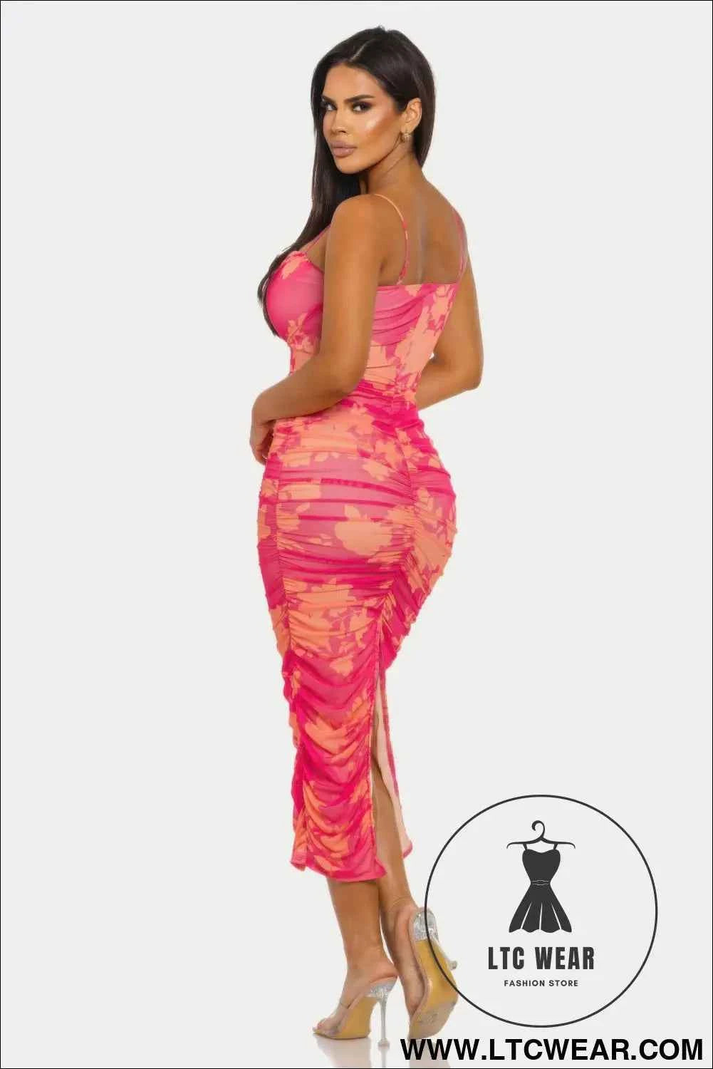 Sunset Bloom Mesh Dress