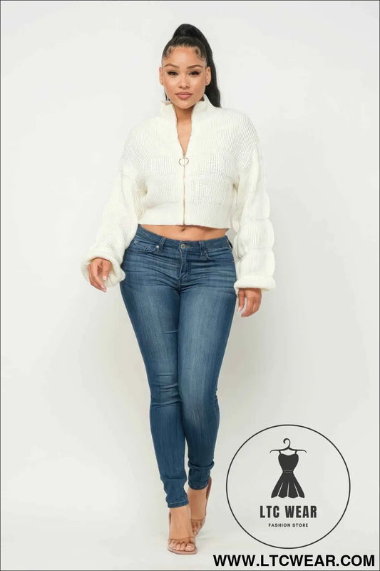 Sweater Top W/ Front Zipper